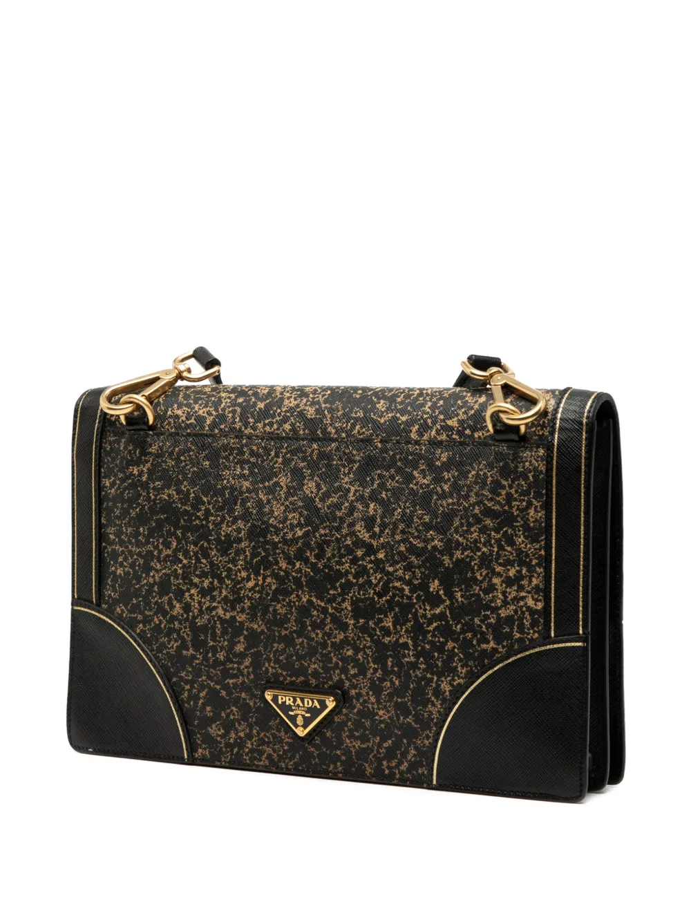 Pre-owned Prada 2013-2025 Saffiano Lux Flap Crossbody Bag In Black