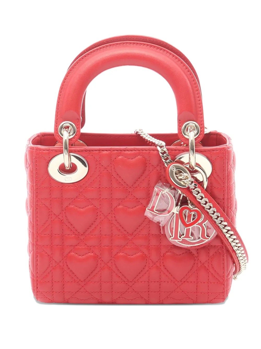 Christian Dior Pre-Owned 2010-2025 Micro Lambskin Heart Cannage Lady Dior handbag - Rosso