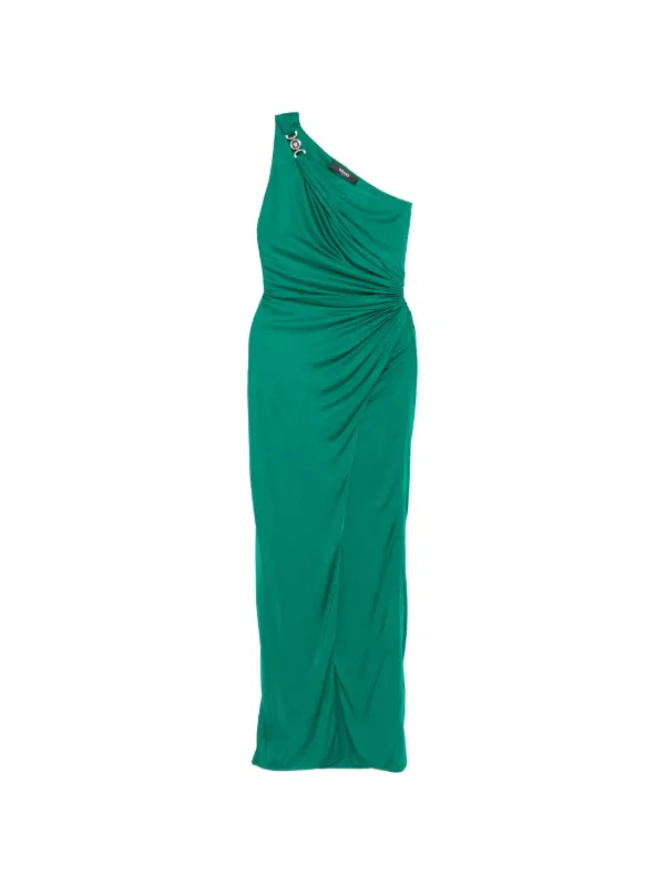 Versace Viscose-Jersey Draped Gown, Female, Green, 42
