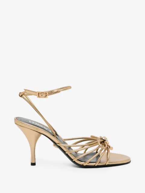 Versace Opera bow metallic sandals 85 mm