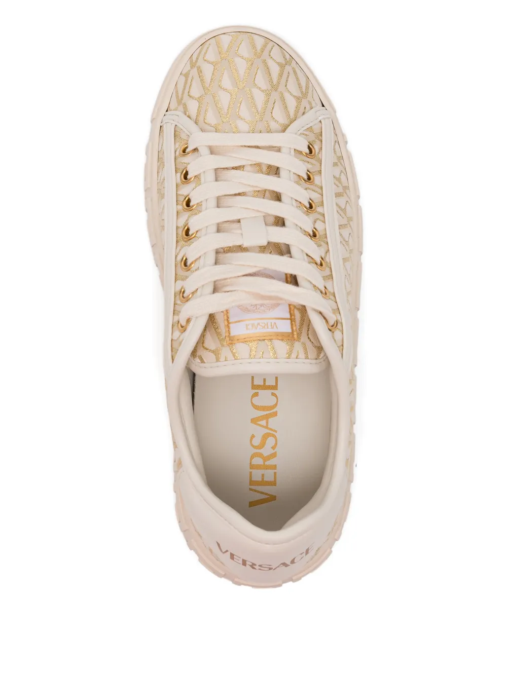 Versace Greca-jacquard canvas sneakers Beige