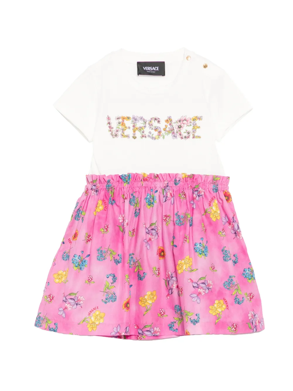 Versace Kids Abito a fiori - Bianco