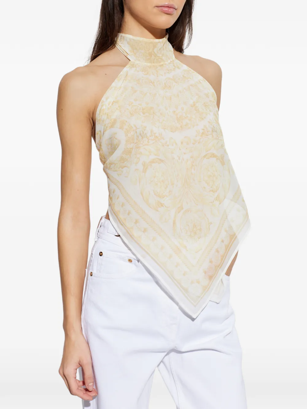  Versace Paisley-pattern Blouse - 5y570 Washed Out Gold 