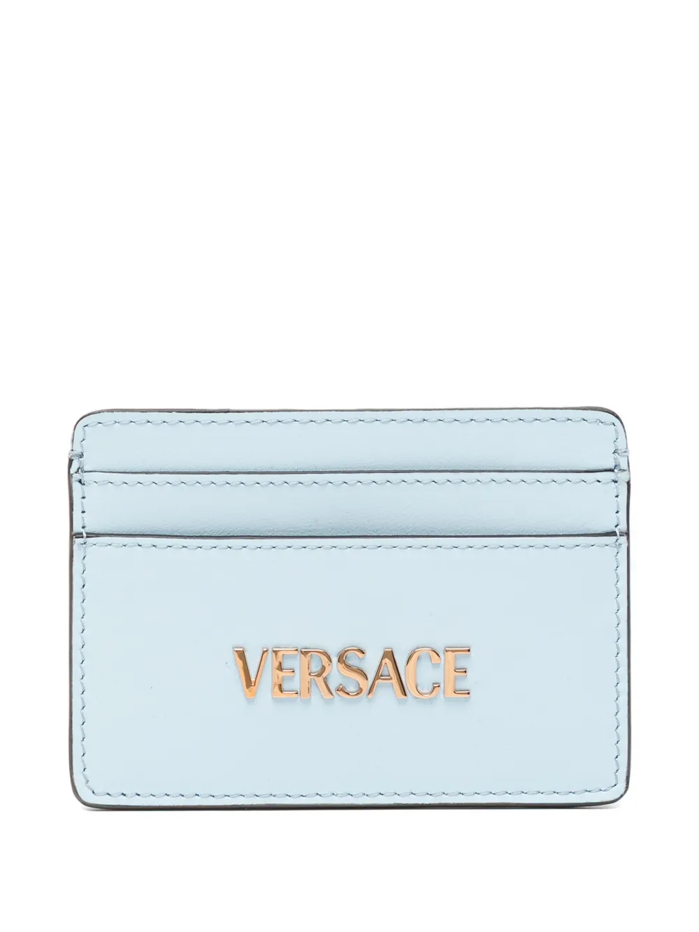 Versace logo-lettering leather cardholder - Blu
