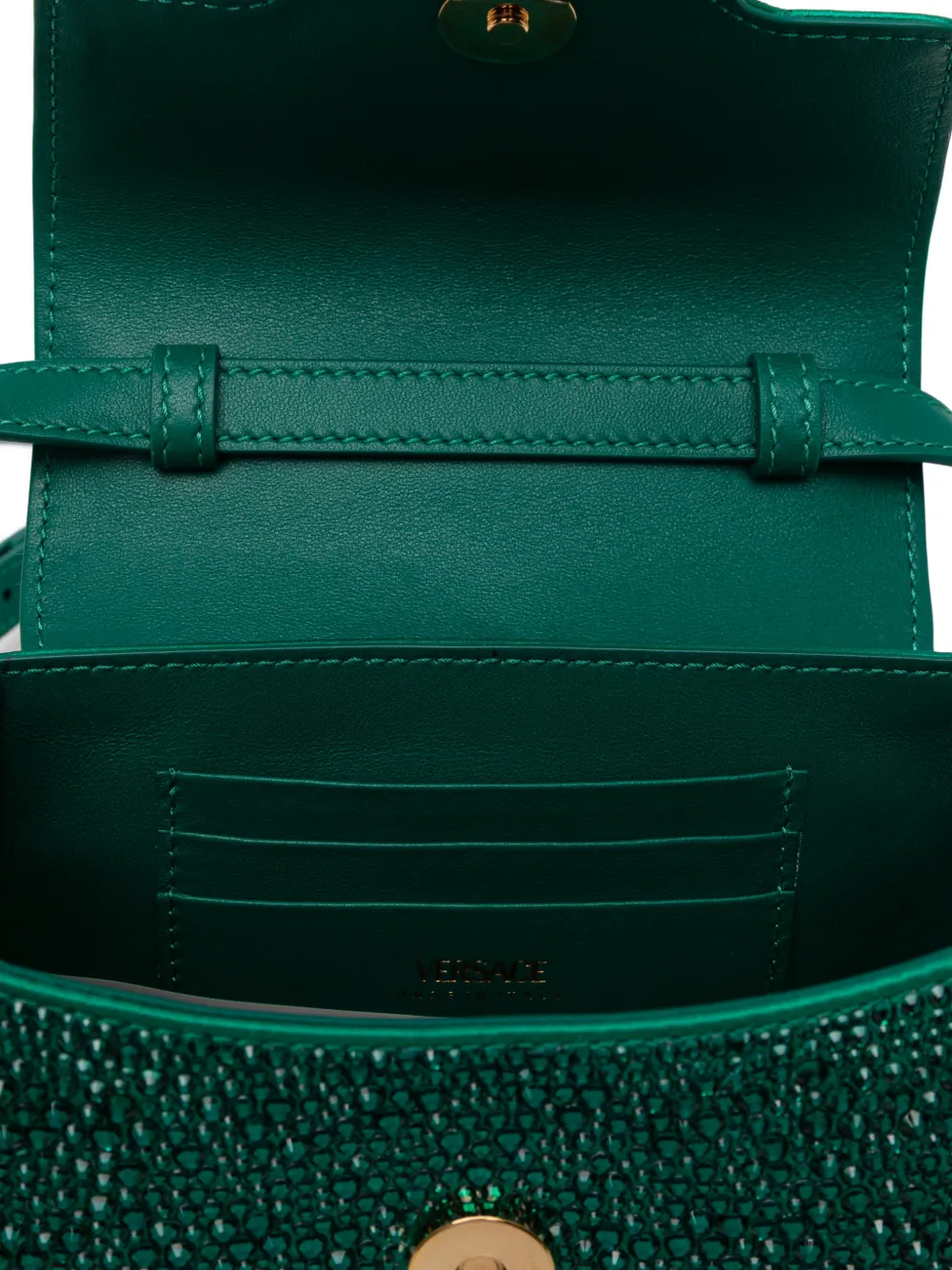 Versace La Medusa verfraaide satijnen mini-tas Groen