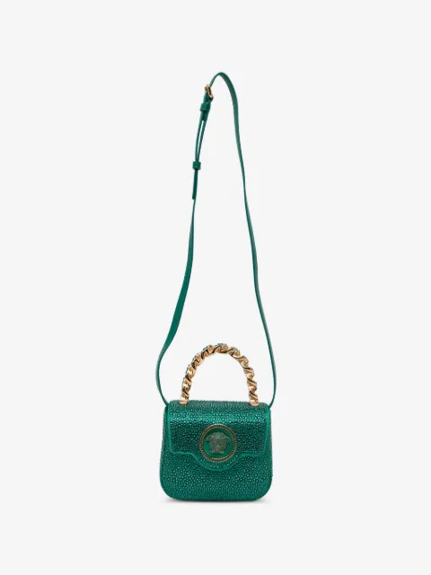 Versace La Medusa embellished satin mini bag