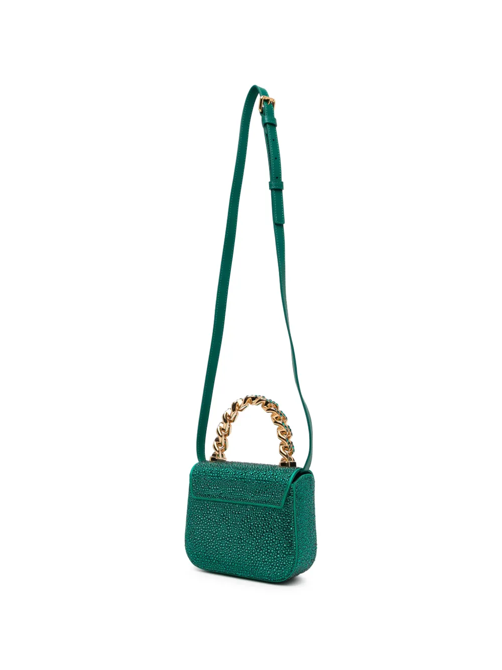 Versace La Medusa verfraaide satijnen mini-tas Groen