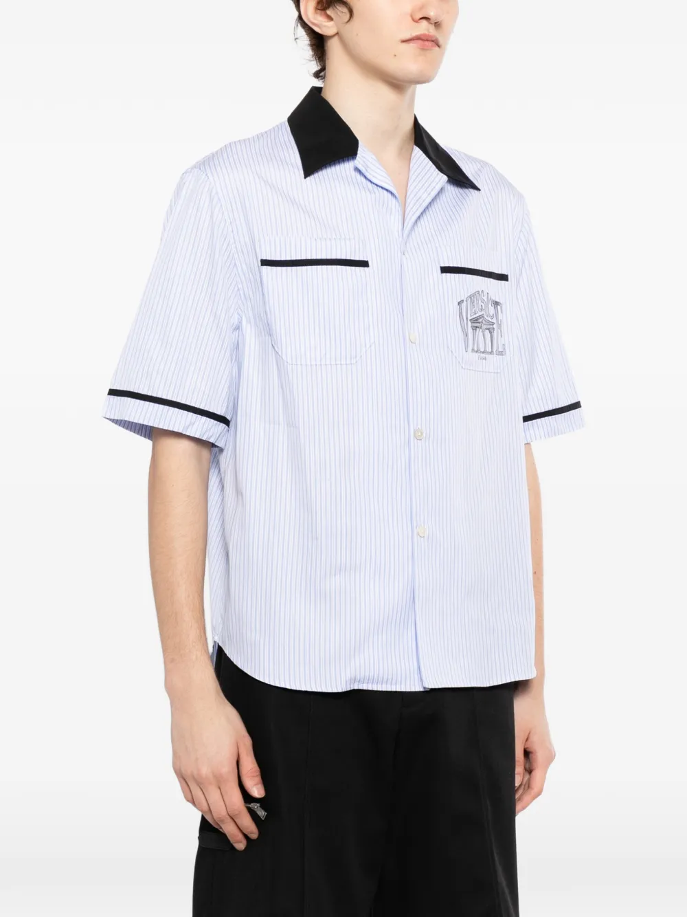 Versace Gestreept overhemd met grafische print Blauw