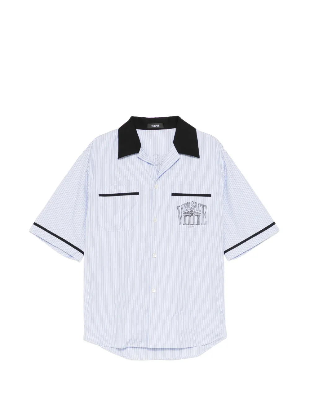 Versace striped graphic shortleeves shirt | Blue | Image 1
