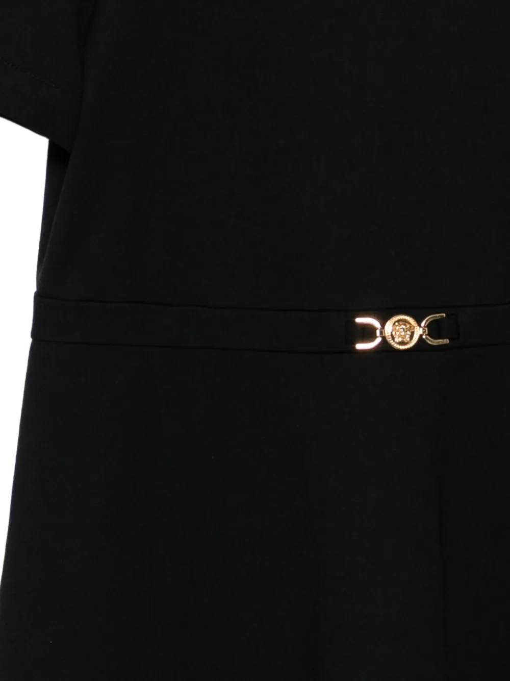 Versace Kids Jurk met pofmouwen en gesp Zwart