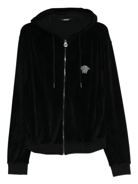 Versace embroidered chenille zip-up hoodie