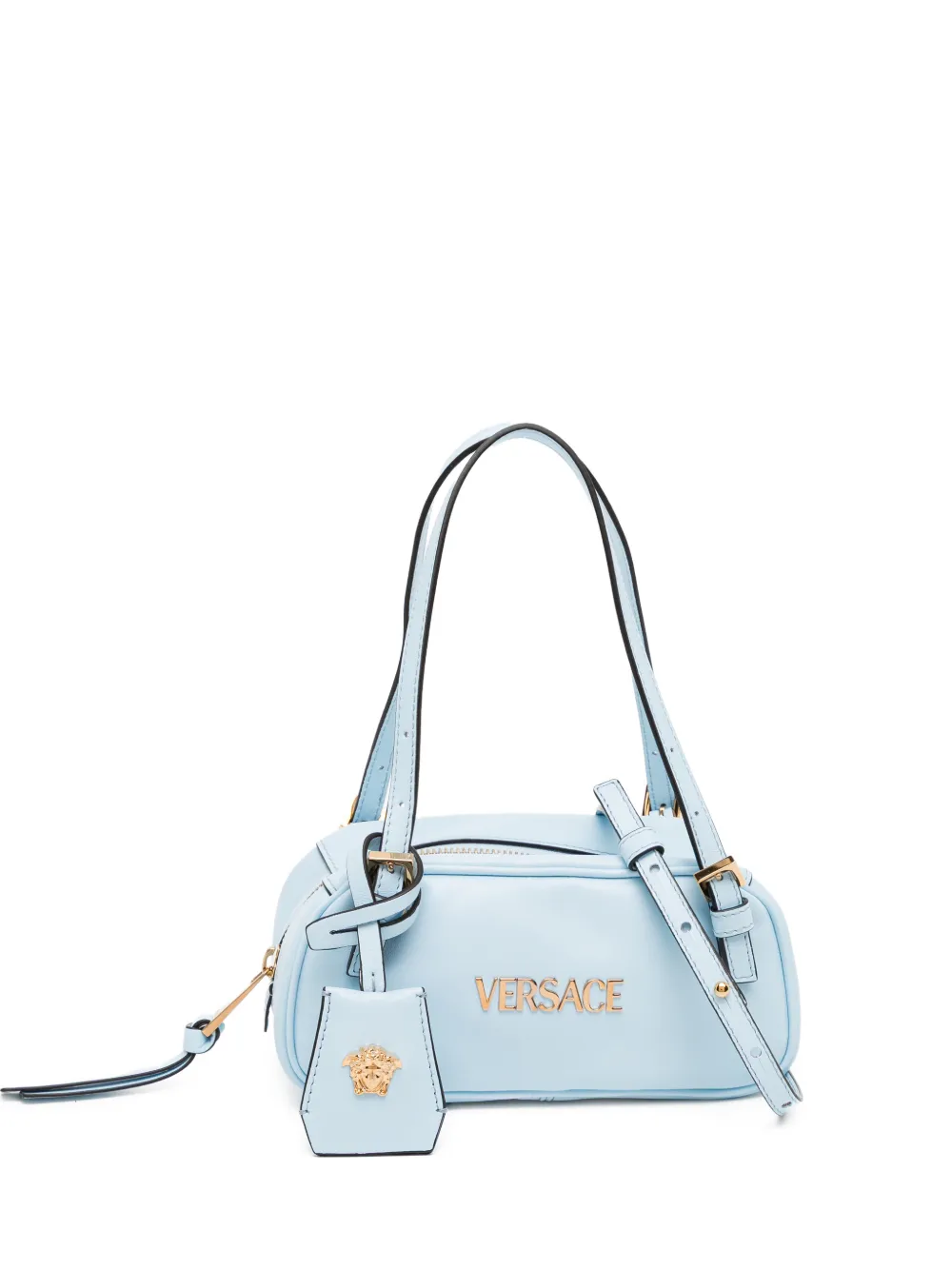 Versace logo charm shoulder bag - Blau