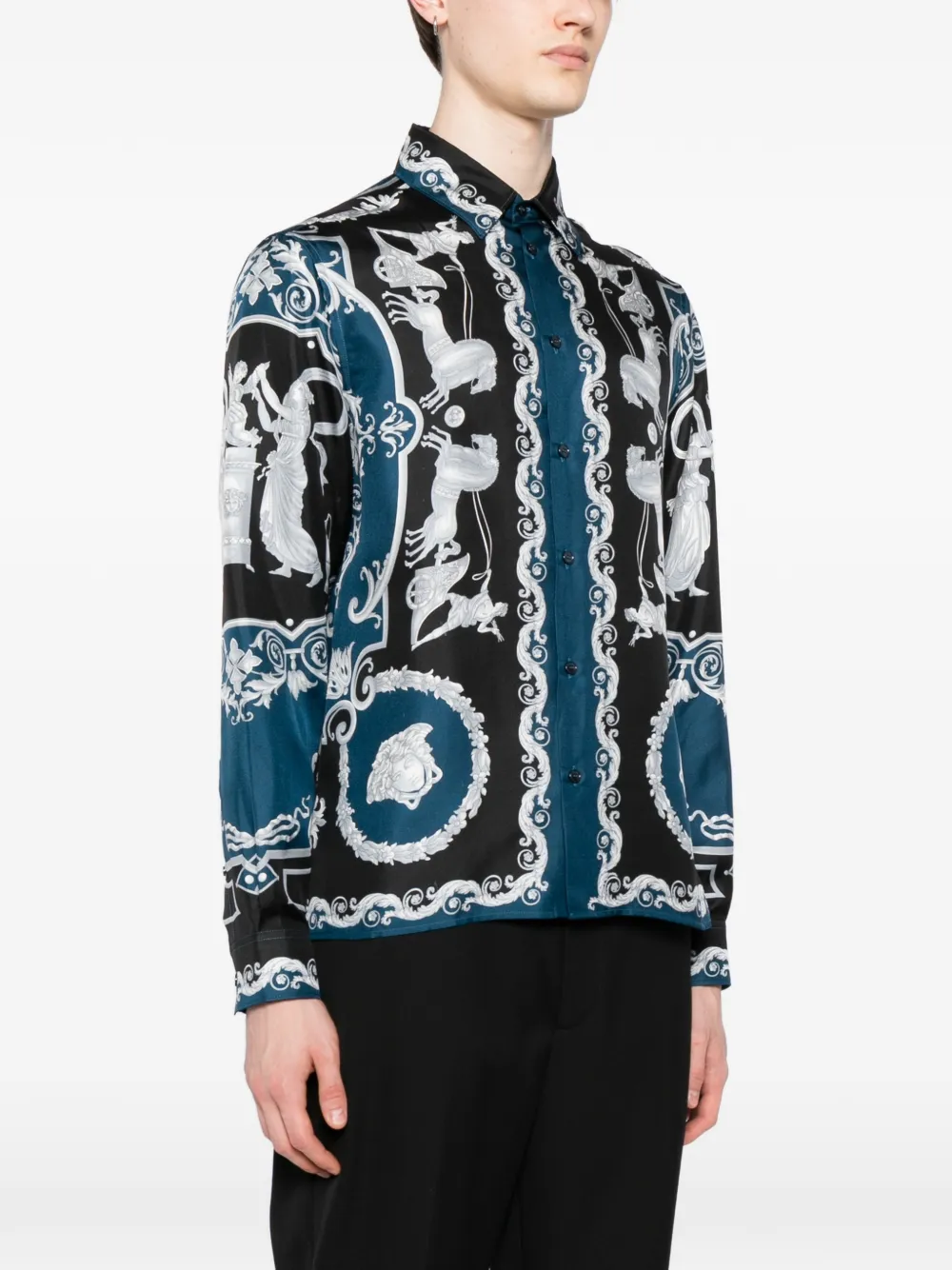  Versace Hall Of Hero Printed Shirt - Black 