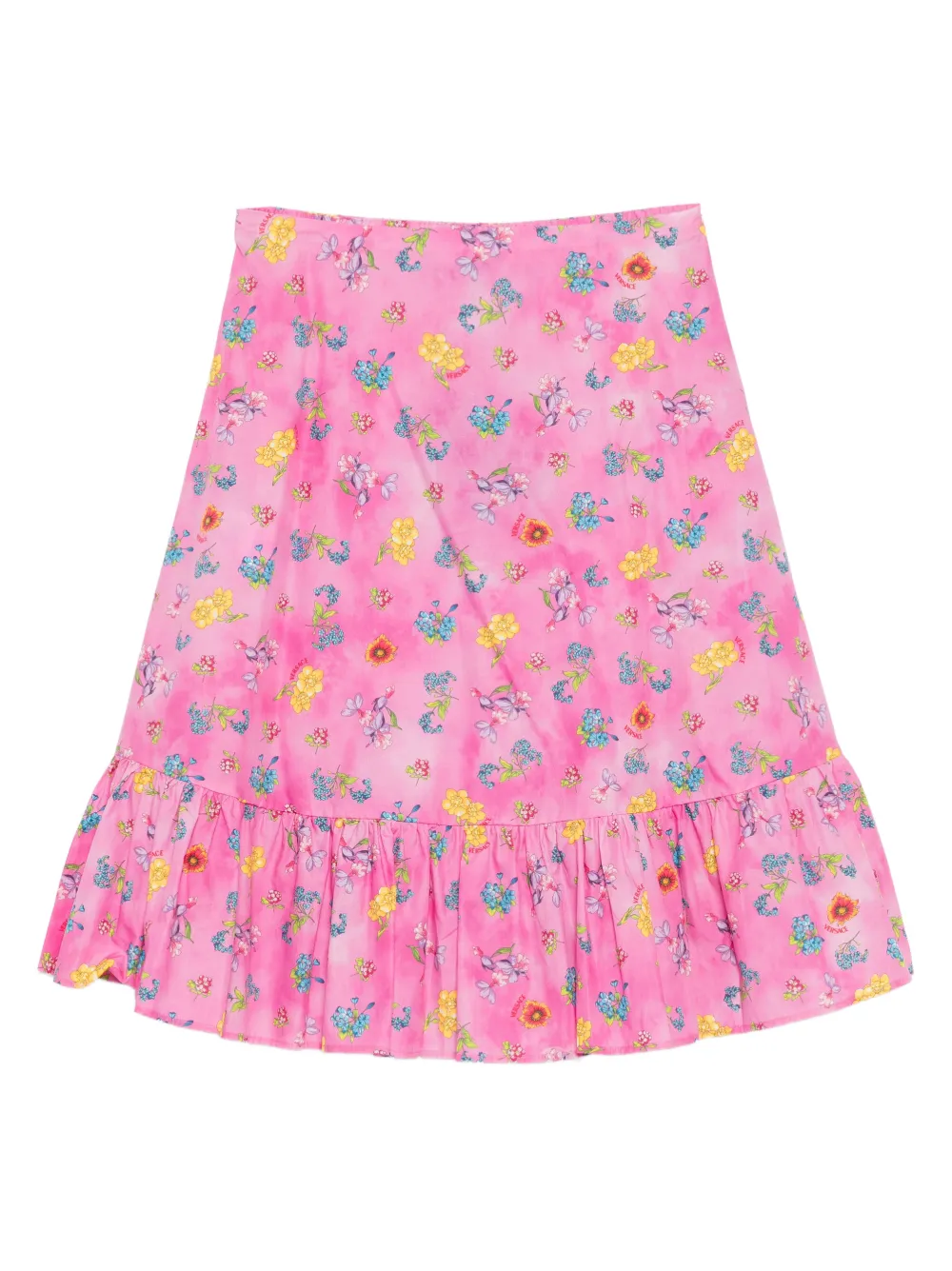 Versace Kids floral-print poplin skirt - Rosa