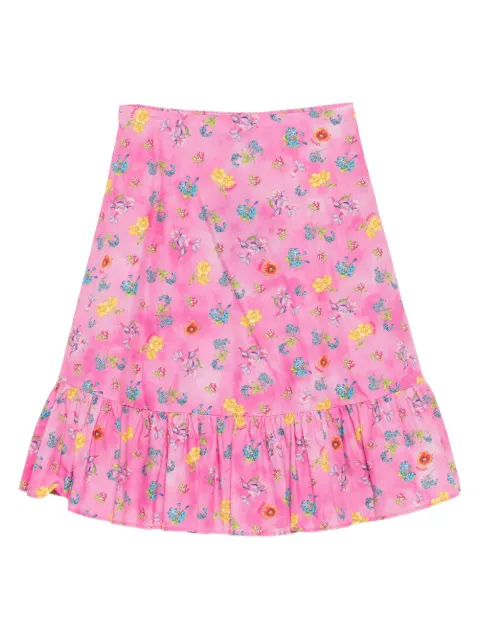 Versace Kids floral-print poplin skirt
