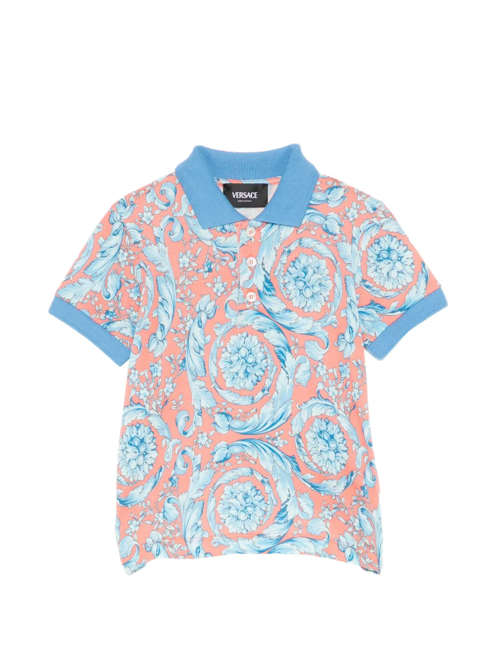 Versace Kids floral polo shirt - Blu