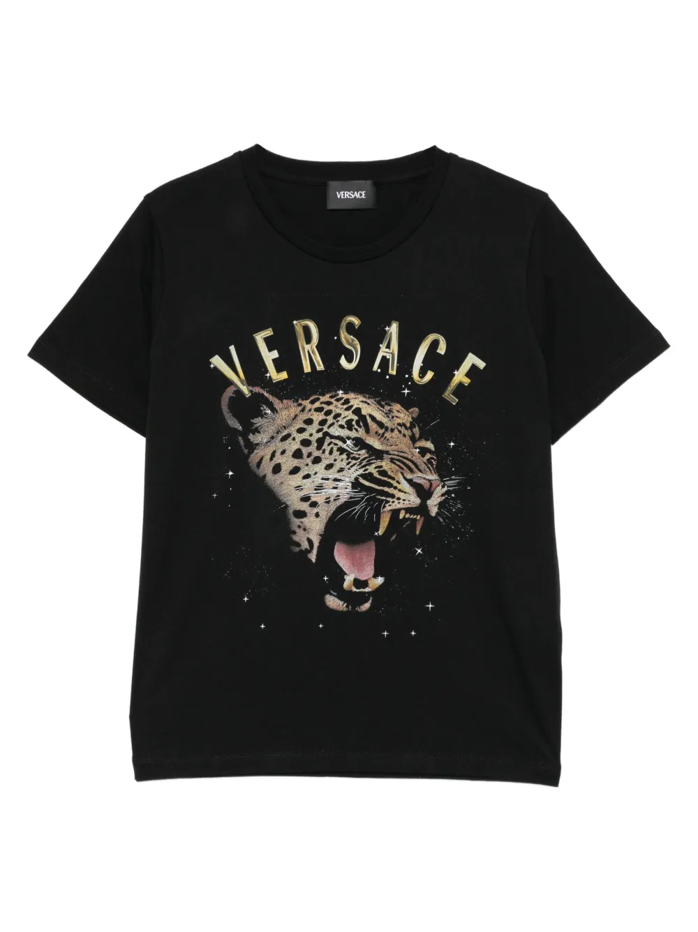 Versace Kids tiger-print T-shirt - Nero