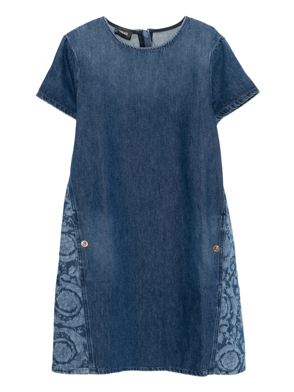 Versace Kids lasered denim dress - Blu