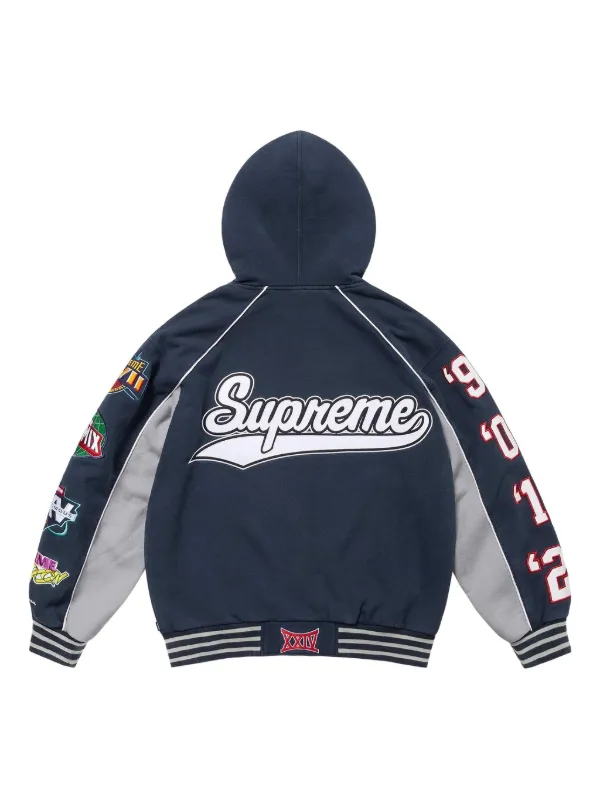 Supreme Playoffs Zip -up Hooded Sweater | Blue | FARFETCH UK