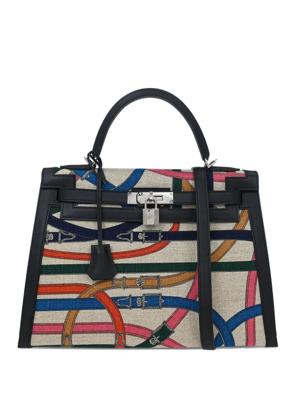 Hermès Pre-Owned 2017 32 Kelly Toile De Camp Cavalcadour tote bag - Nero