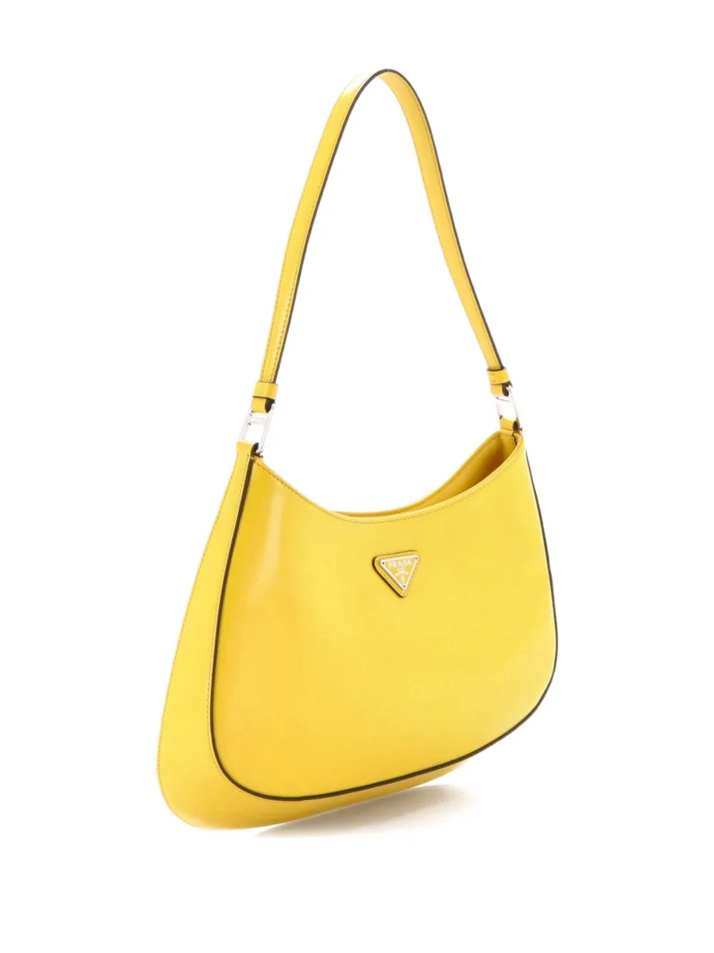 Pre-owned Prada Cleo Shoulder Bag Spazzolato Leather Medium Hobo Bag In Yellow