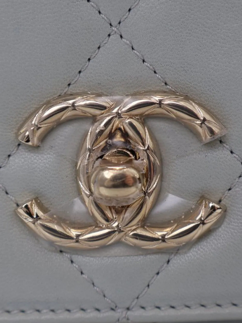 Pre-owned Chanel 2021-2025 Small Lambskin Trendy Cc Top Handle Flap Satchel In Gray