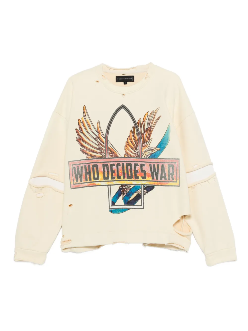 Who Decides War Ribbon Tour distressed sweatshirt | Yellow | Image 1