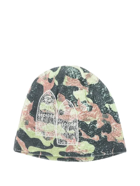 Who Decides War Flame camouflage embroidered beanie hat