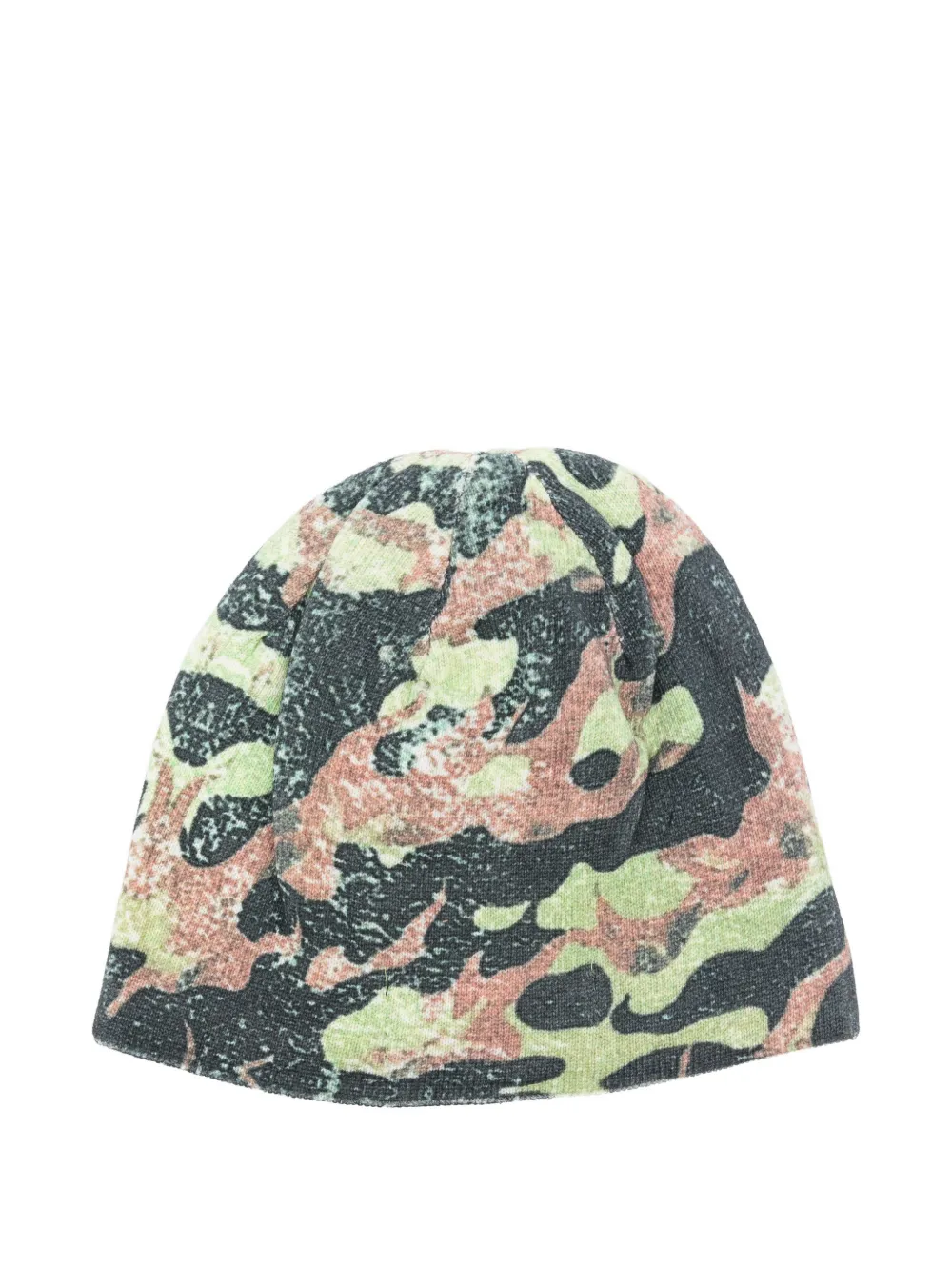 Who Decides War Flame camouflage embroidered beanie hat - Groen