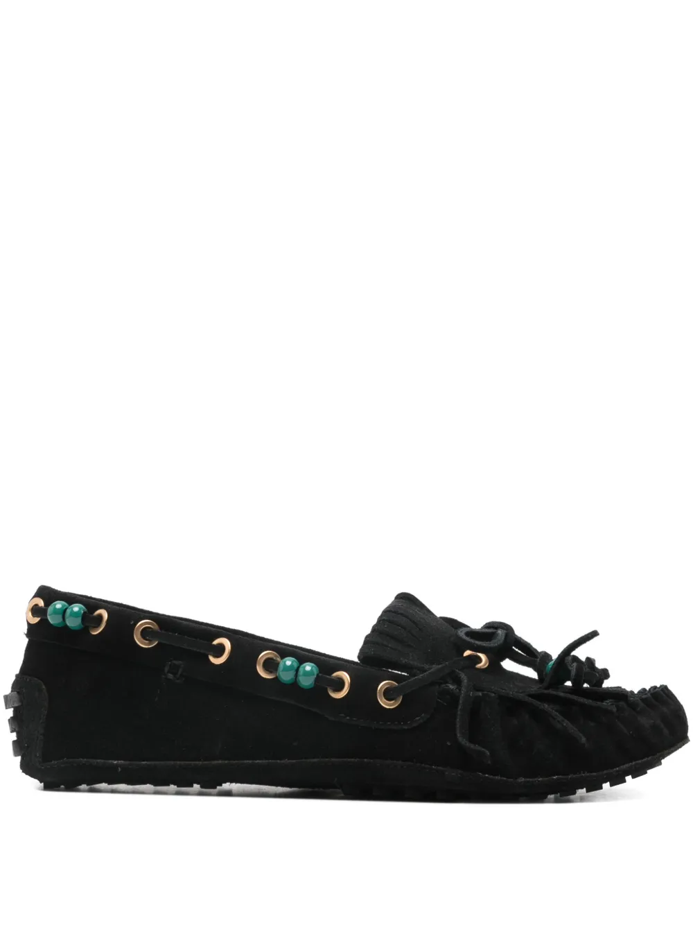 FARM Rio beaded fringed loafers - Nero