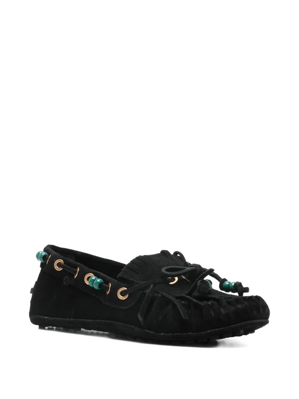 FARM Rio beaded fringed loafers - Zwart