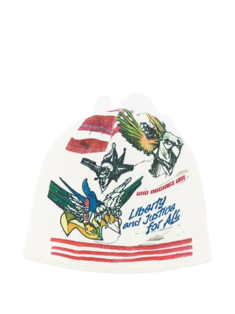 Who Decides War Americana graphic beanie hat - Beige