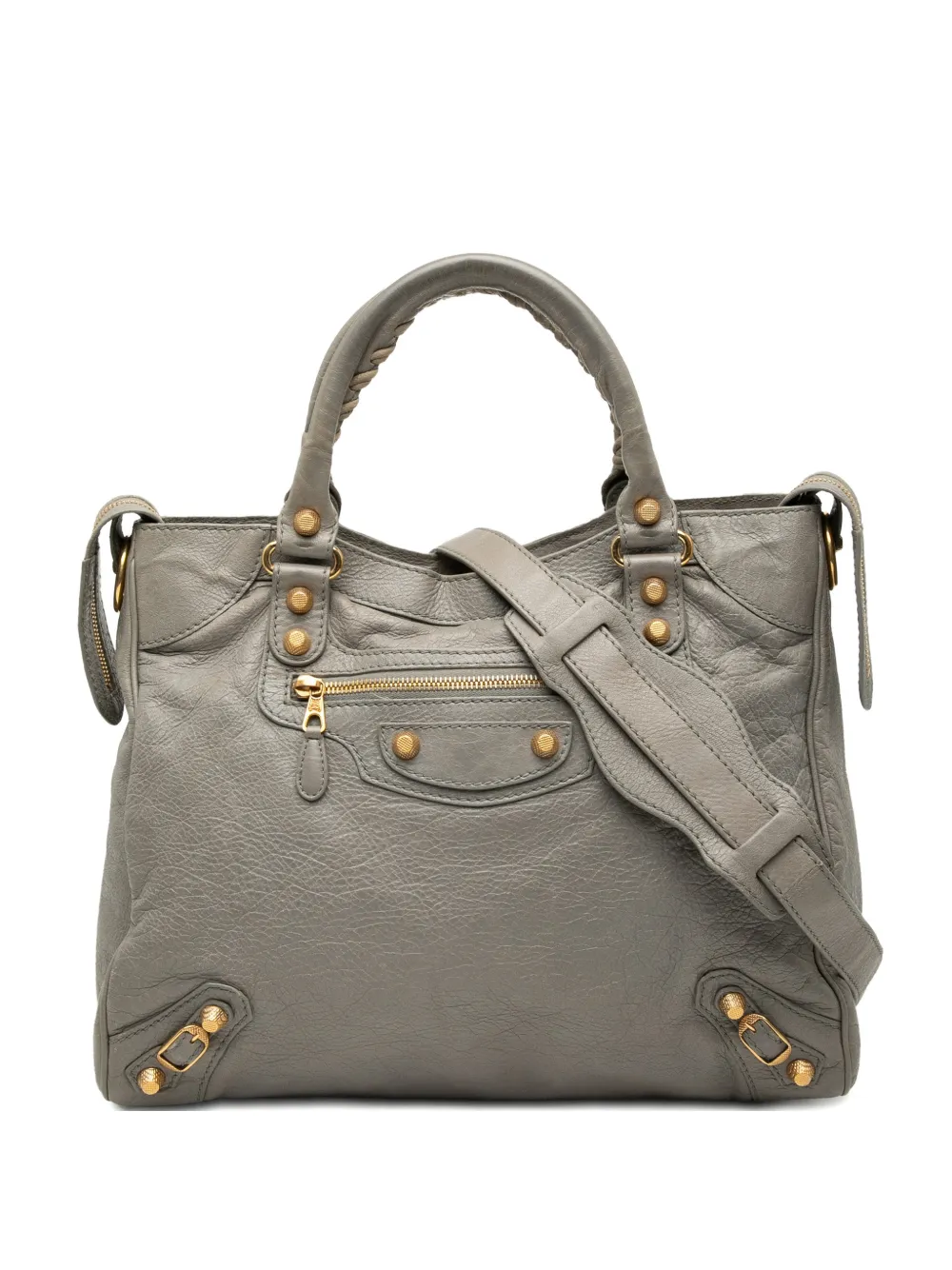 Balenciaga Pre-Owned 2010-2025 Lambskin Motocross Velo Giant 12 satchel - Grigio