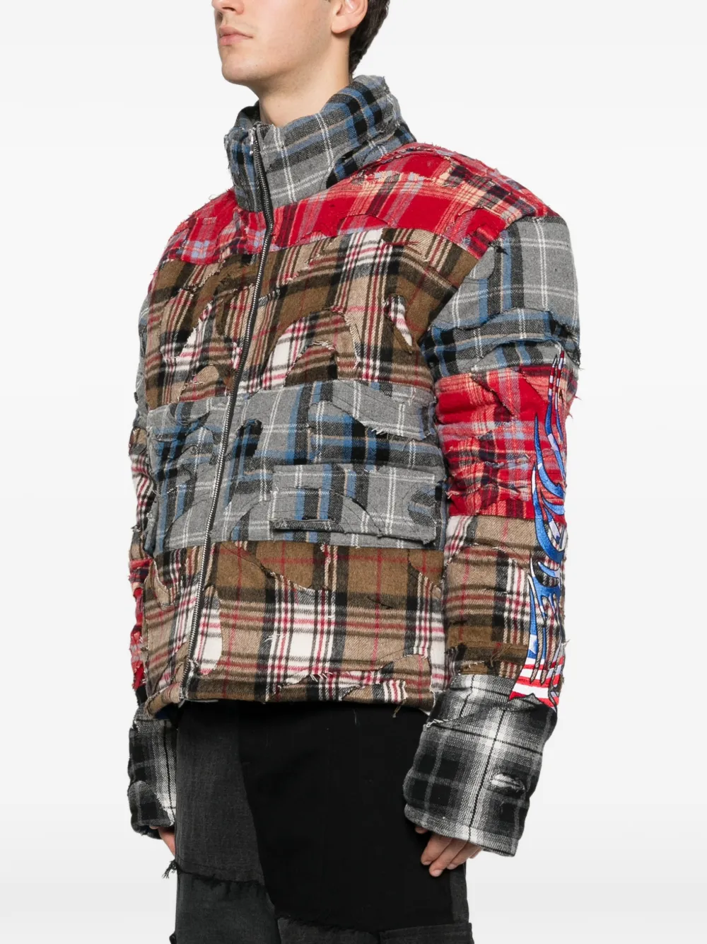  Who Decides War Ruin Patchwork-design Jacket - Brown 