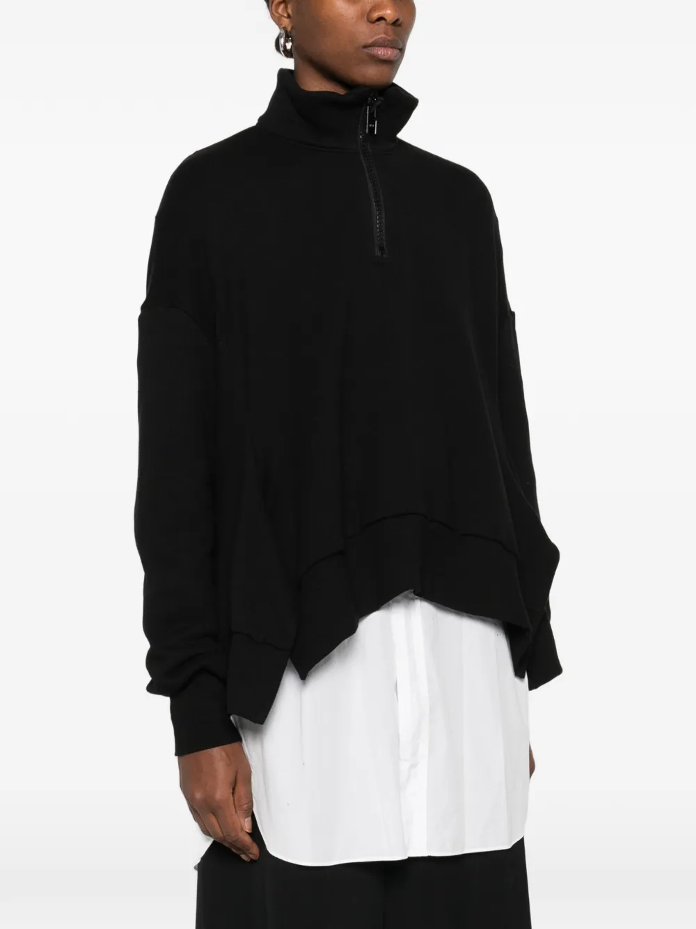 Yohji Yamamoto Half-zip Asymmetric Sweatshirt In Black