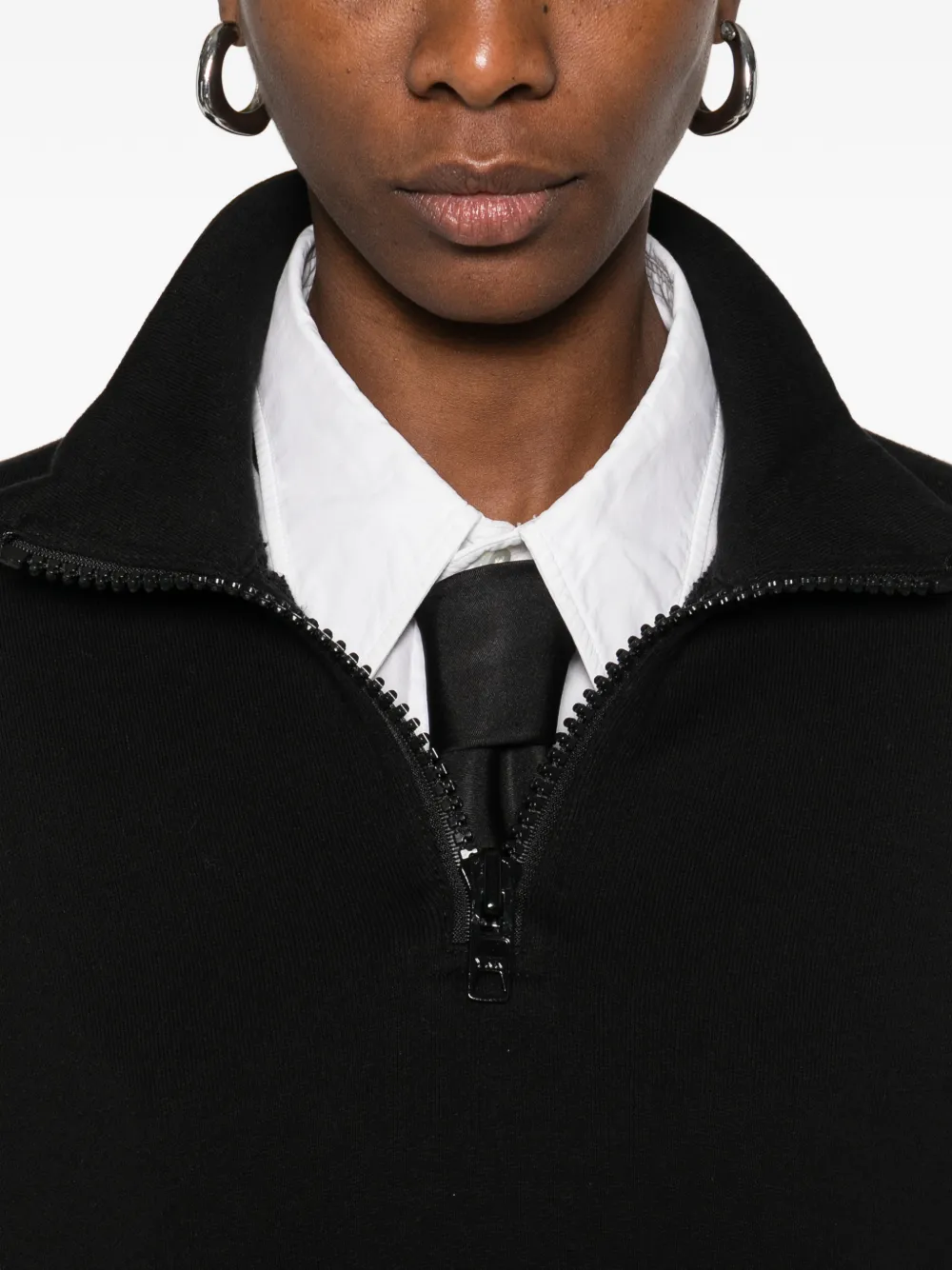 Yohji Yamamoto Half-zip Asymmetric Sweatshirt In Black