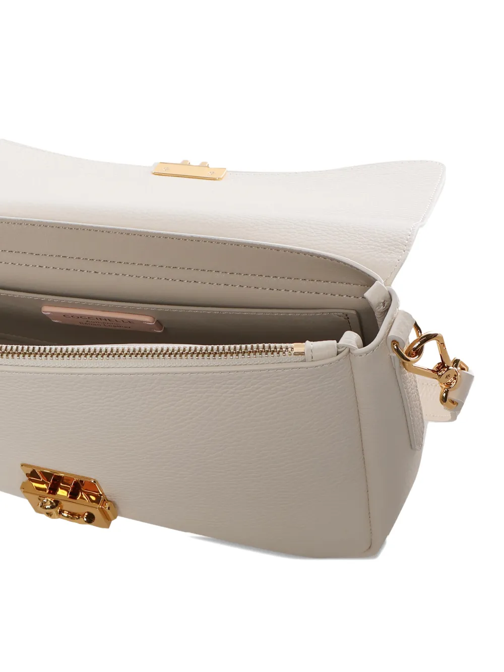 Coccinelle Schoudertas met draaislot Beige