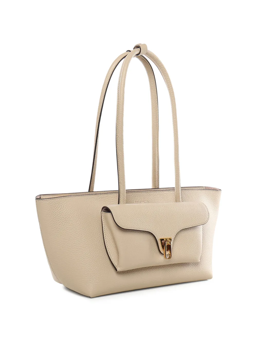Coccinelle Leren shopper met externe zak Beige