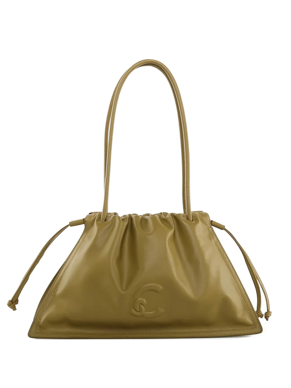 Coccinelle medium embossed-logo drawstring tote bag - Marrone