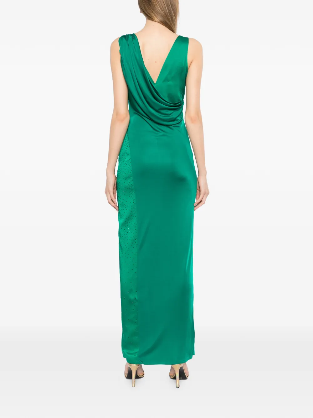 Versace Jersey gedrapeerde avondjurk Groen