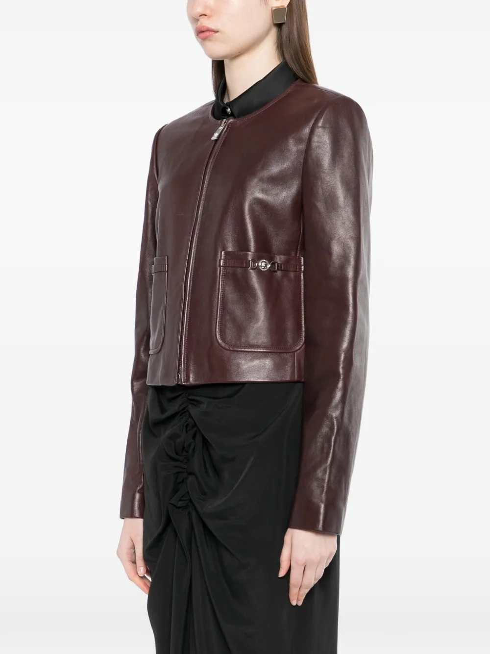  Versace Leather Zipped Jacket - Red 