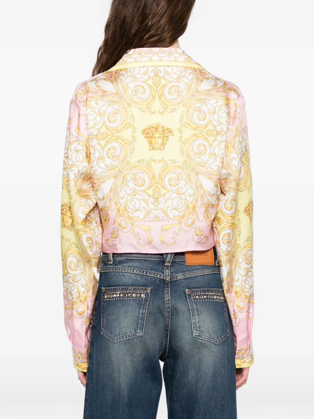 Versace Zijden twill blouse met print Roze