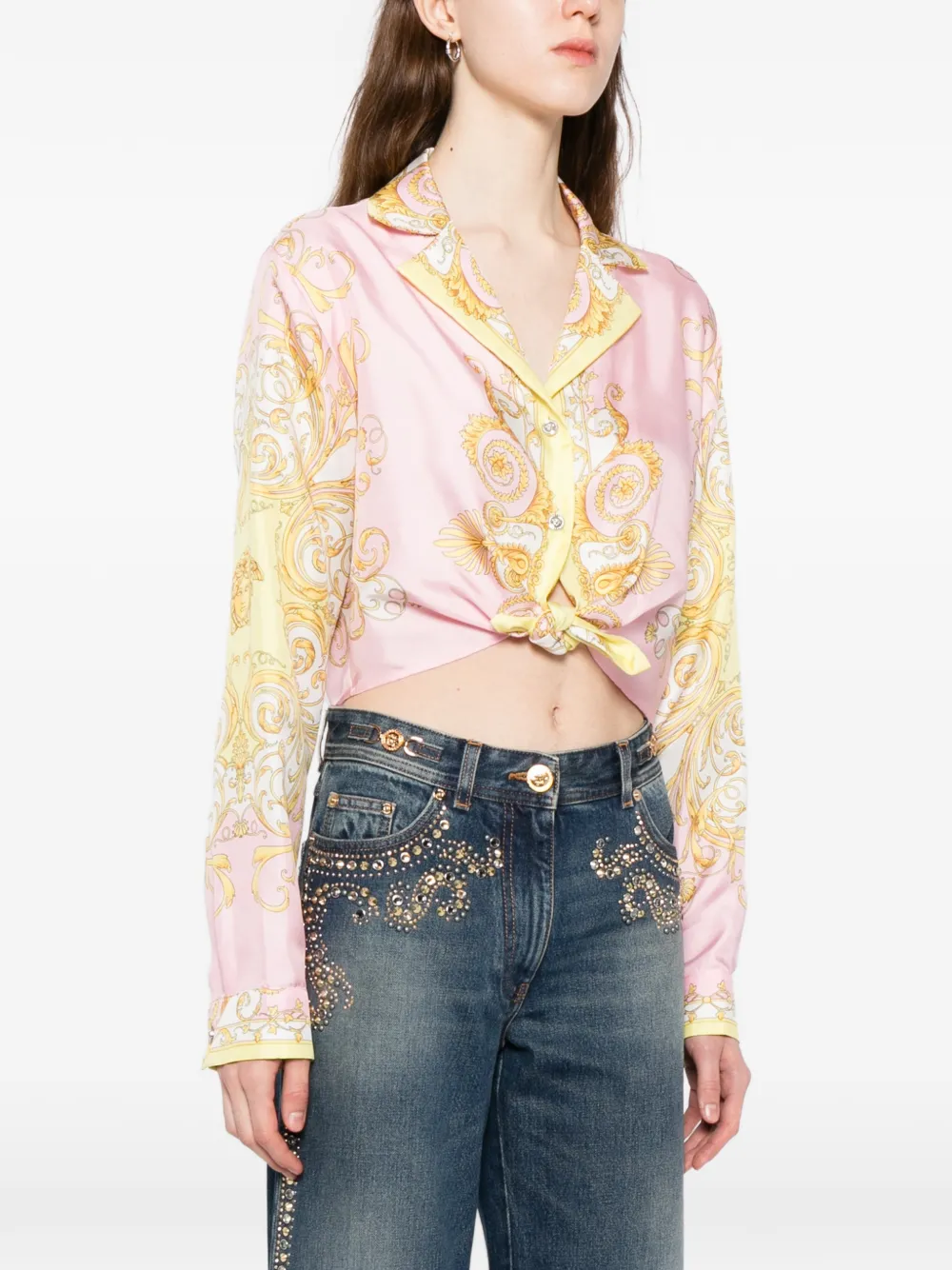  Versace Camisa Estampada - Rosa 