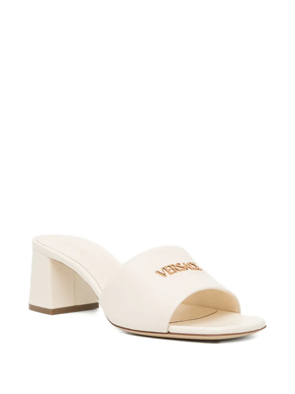 Versace 50 mm sandalen met logo-reliëf Beige