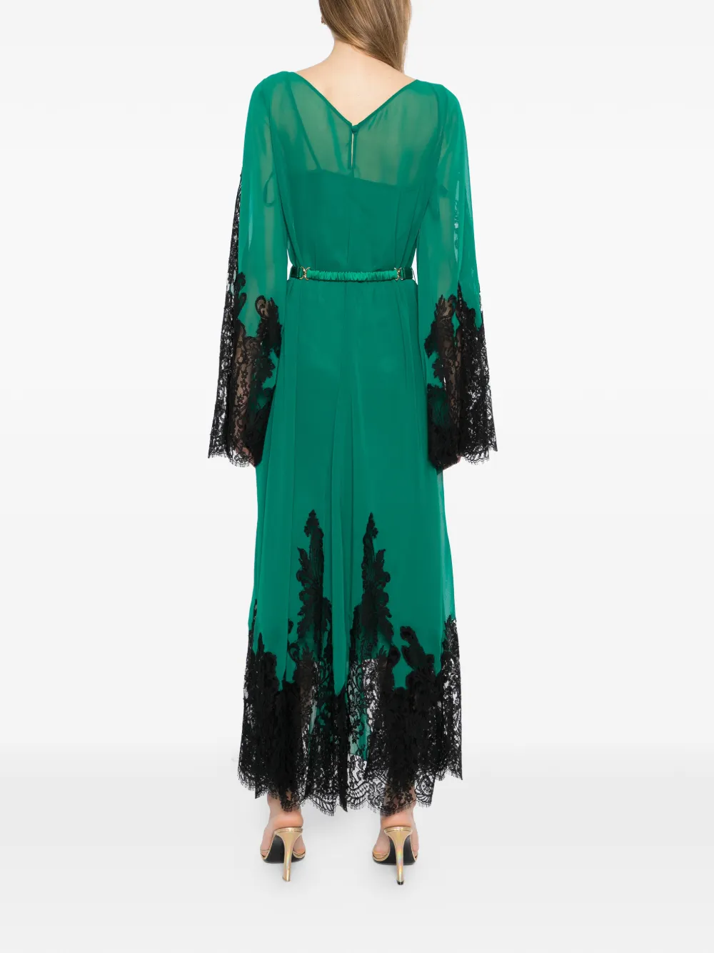 Versace Georgette maxi-jurk Groen