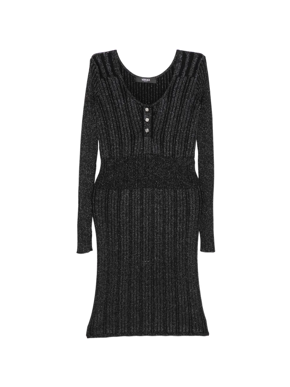 Versace button ribbed dress - Nero