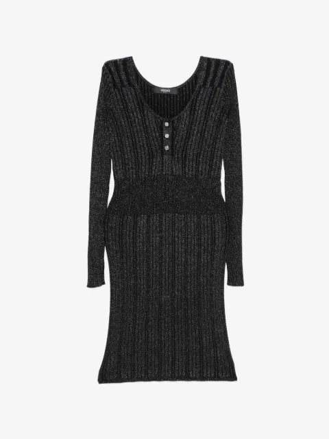 Versace robe mi-longue en maille côtelée