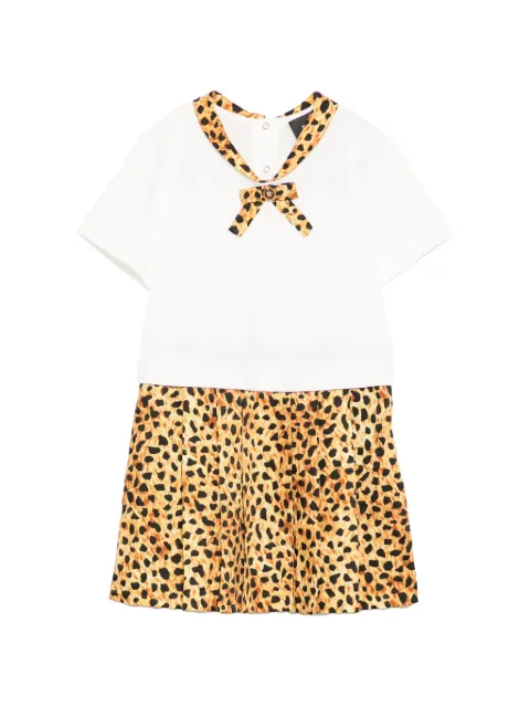 Versace Kids bow leopard-print dress