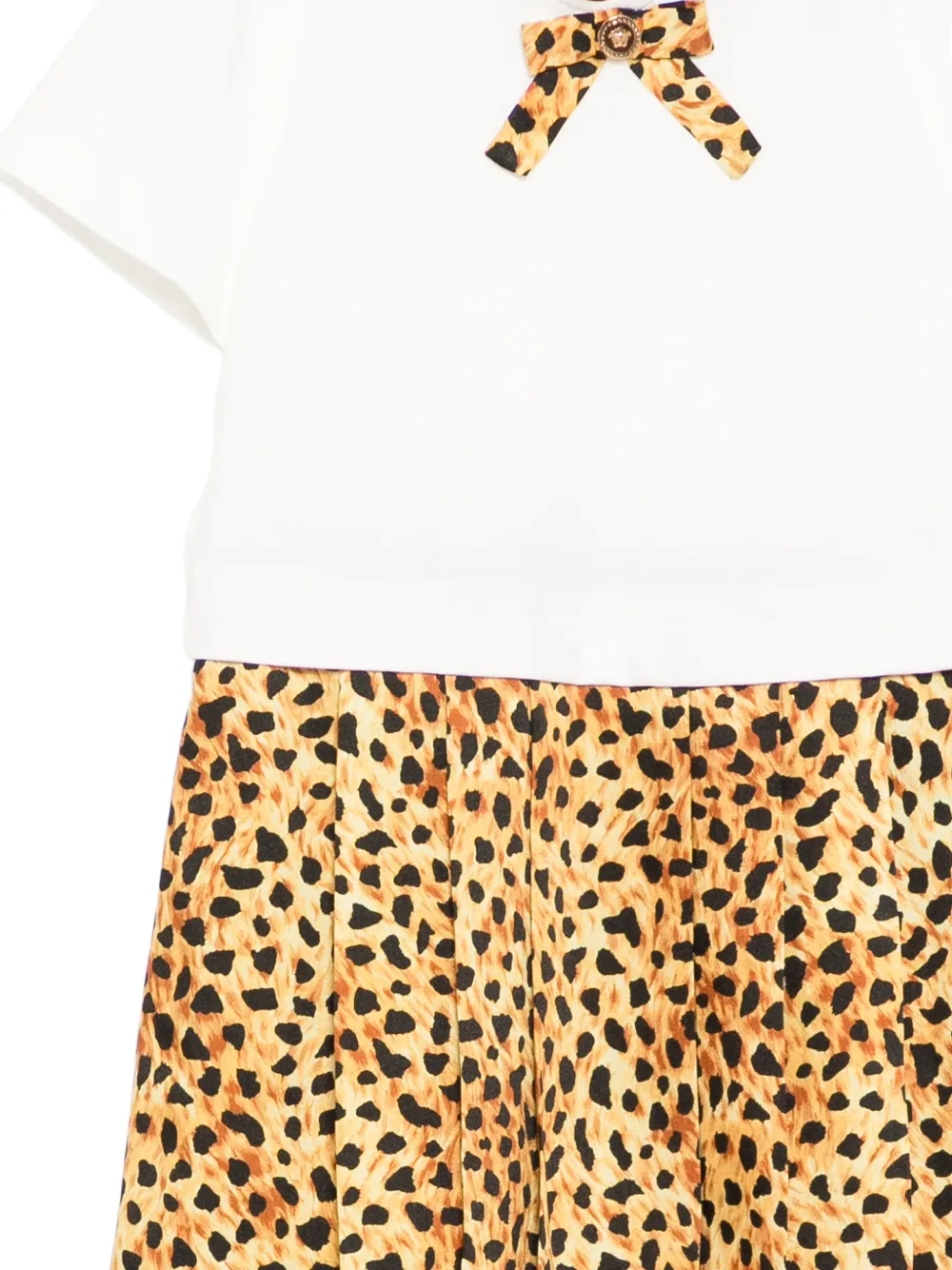 Versace Kids Jurk met luipaardprint en strikdetail Wit
