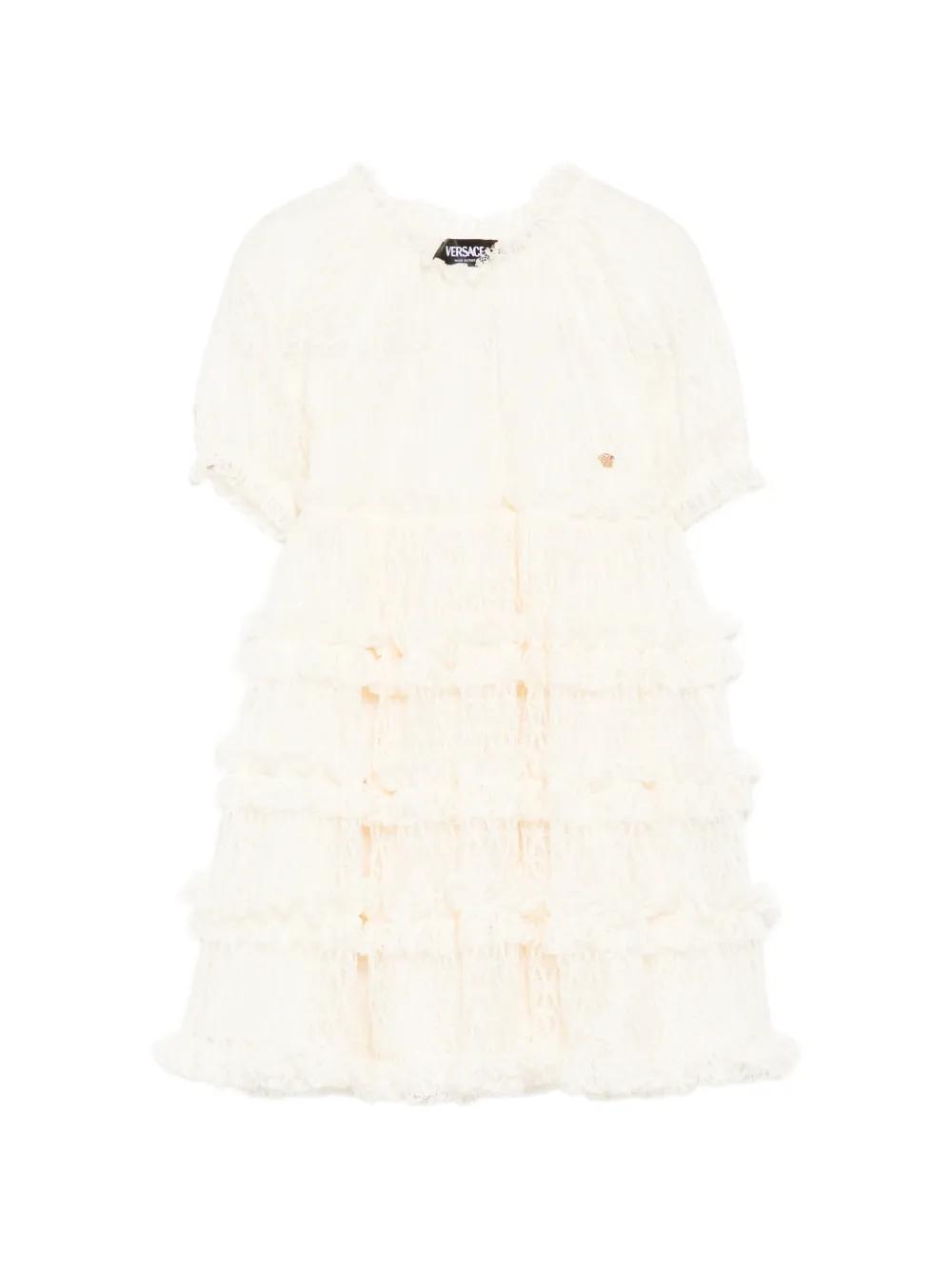 Versace Kids Abito con ruches in pizzo - Toni neutri